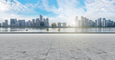 Hangzhou kentsel mimari manzarasının ufuk çizgisi