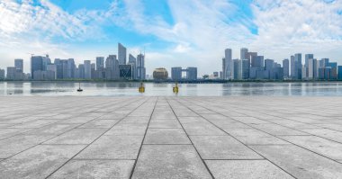 Hangzhou kentsel mimari manzarasının ufuk çizgisi