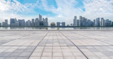 Hangzhou kentsel mimari manzarasının ufuk çizgisi