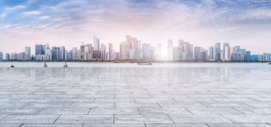 Hangzhou kentsel mimari manzarasının ufuk çizgisi