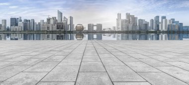 Hangzhou kentsel mimari manzarasının ufuk çizgisi