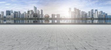 Hangzhou kentsel mimari manzarasının ufuk çizgisi
