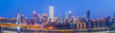 Night view of Chongqing city architecture clipart