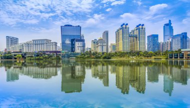 Nanning şehir manzarası ve ufuk çizgisi