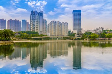 Nanning şehir manzarası ve ufuk çizgisi