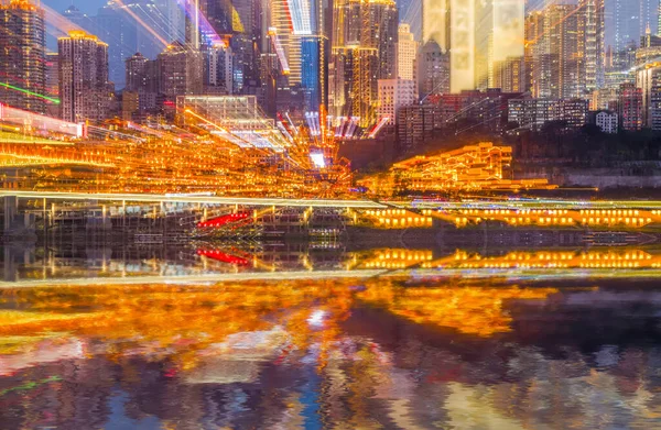 Ночной Вид Архитектуру Города Чунцин — стоковое фото