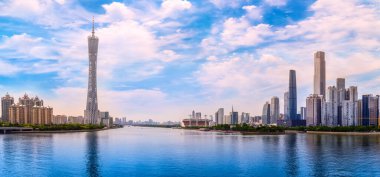 Guangzhou 'daki kentsel mimari manzaranın silüeti