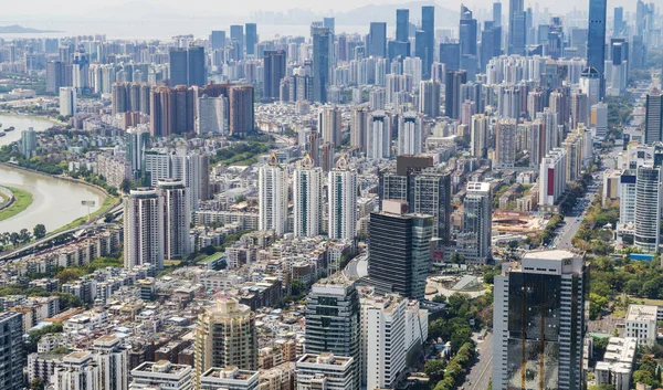 Shenzhen Deki Şehir Mimarisine Kuş Bakışı Bakış — Stok fotoğraf