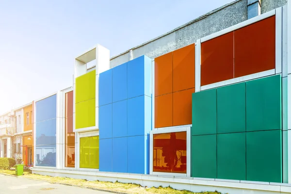 Modernas Fachadas Colores Arquitectónicos — Foto de Stock