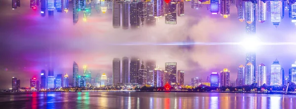 Vista Nocturna Ciudad Qingdao Paisaje — Foto de Stock