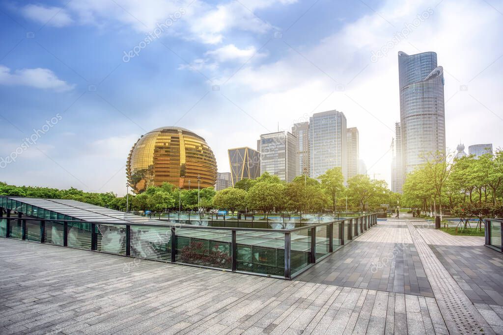 Hangzhou Financial District Square and skyscraper