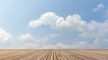 Yol zemini ve mavi gökyüzü beyaz bulutlar