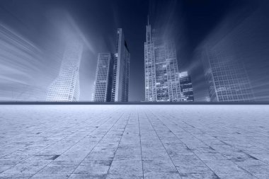 Şehir yolu ve bina ufuk çizgisi