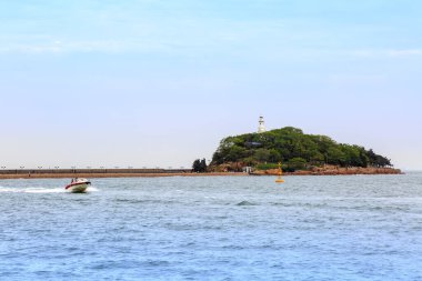 Qingdao şehir manzarası ve ufuk çizgisi
