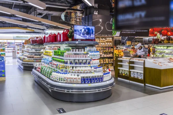 Blurred Supermarket Interior View — Stock Photo, Image