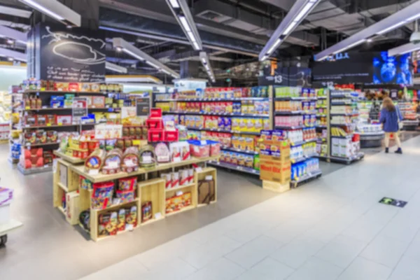 Vista Interna Sfocata Del Supermercato — Foto Stock