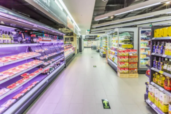 Vista Interior Borrosa Del Supermercado — Foto de Stock