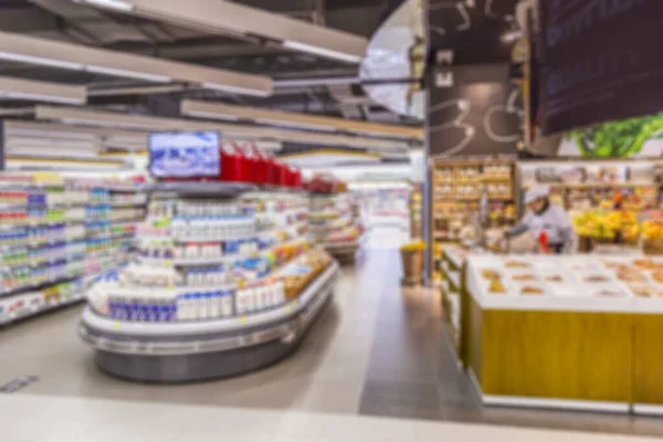 Blurred Supermarket Interior View — Stock Photo, Image