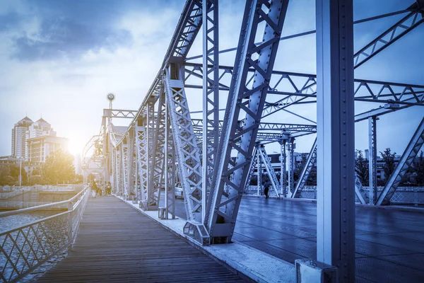 Parte Ponte Estrutura Aço Tianjin China — Fotografia de Stock