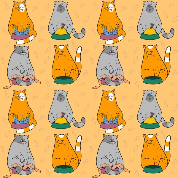 Kırmızı ve Gri kedi ile Seamless Modeli