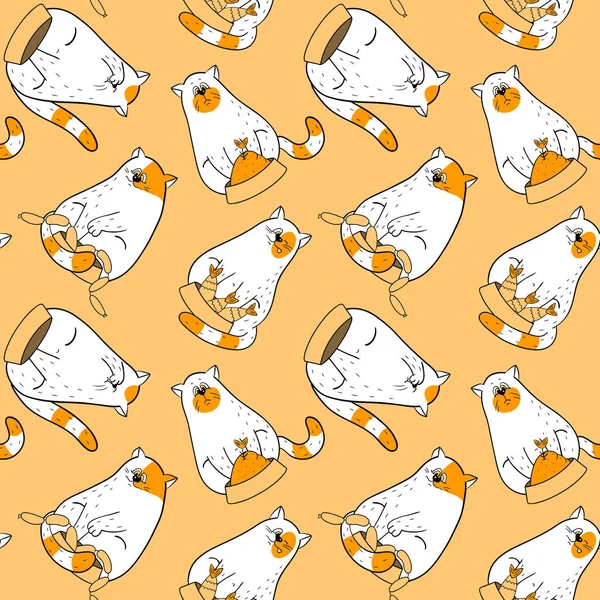 Kediler içinde kırmızı ve beyaz forma ile Seamless Modeli