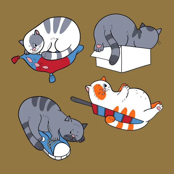 Collection avec chats endormis — Image vectorielle