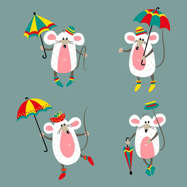 Farklı fare ve şemsiyelerle koleksiyon