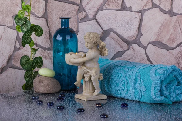 Melek heykeli ile Spa salon dekorasyon.
