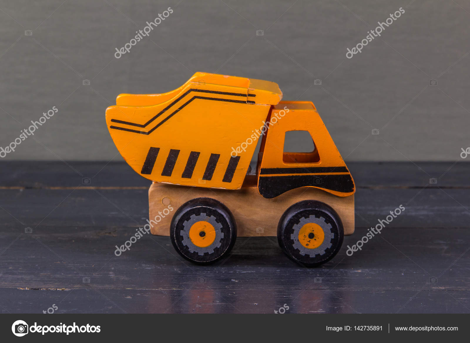 Drôle Jouet Orange Voiture En Bois Camion De 35ARqcjS4L