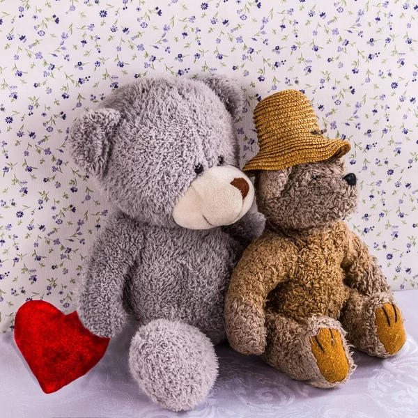 Sevgililer günü güzel kavram seviyorum. Çift oyuncak ayılar. — Stok fotoğraf