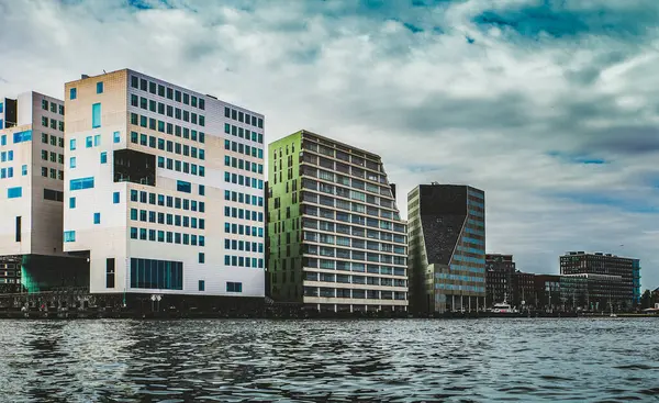 Nowa Architektura Zatoce Północnej Części Amsterdamu Westerdokseiland Westerdok — Zdjęcie stockowe