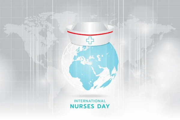 Día Internacional Enfermera Imagen Generada Gorra Enfermera Tierra Cian Imagen — Archivo Imágenes Vectoriales