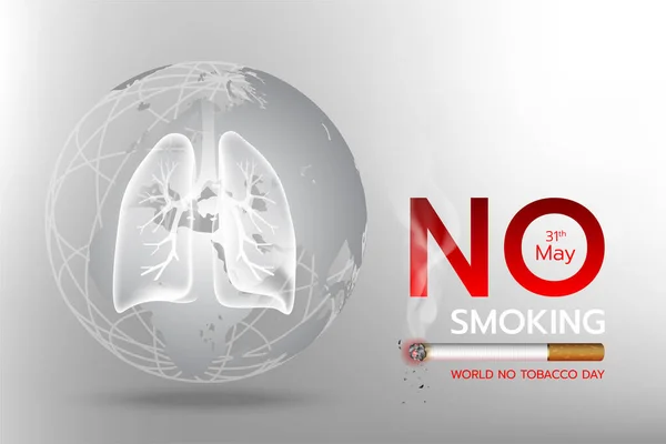 Día Mundial Sin Tabaco Crear Concepto Pulmón Imagen Tierra Fumar — Vector de stock