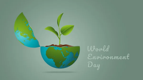 Wereldmilieudag Concept Aarde Dag Gegenereerde Afbeelding Bomen Groeiende Zaailingen Aarde — Stockvector