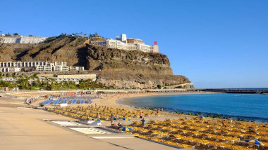 Beach Playa de Puerto Rico, Gran Canaria, Canary Islands, Spain - 13.02.2017.