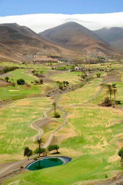 Golf sahasında Fuerteventura, İspanya.