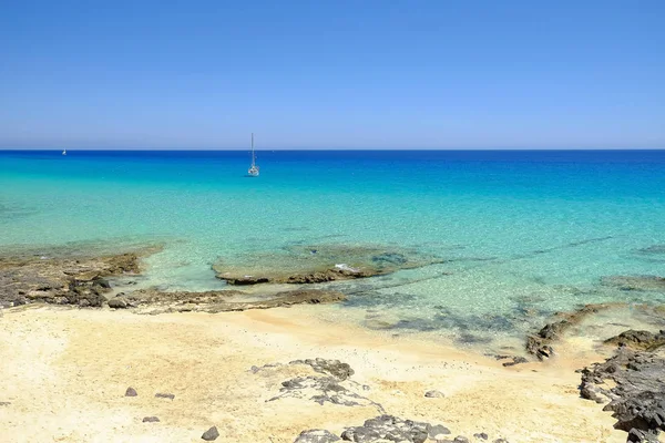 Vista sobre la playa Playa de Morro Jable en Fuerteventura, España . — Foto de Stock