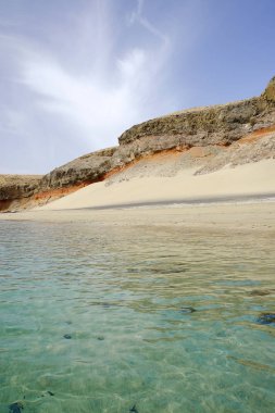 Beach Playa las Coloradas in Morro Jable on Fuerteventura, Spain.