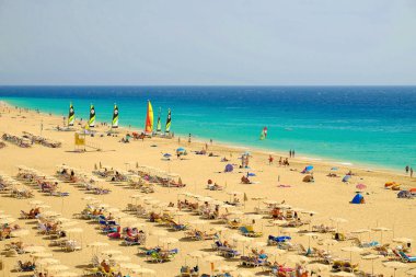 Morro Jable Fuerteventura, İspanya - 12 Ekim 2017: plaj Playa 