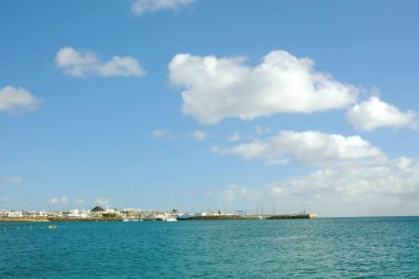 Beach Playa Blanca Lanzarote, İspanya.