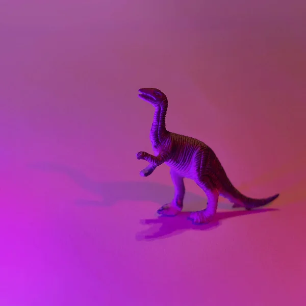 Mini Dinossauros Néon Rosa Azul — Fotografia de Stock