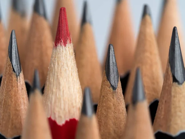 Rotstift sticht aus der Masse der vielen identischen Kerle hervor — Stockfoto