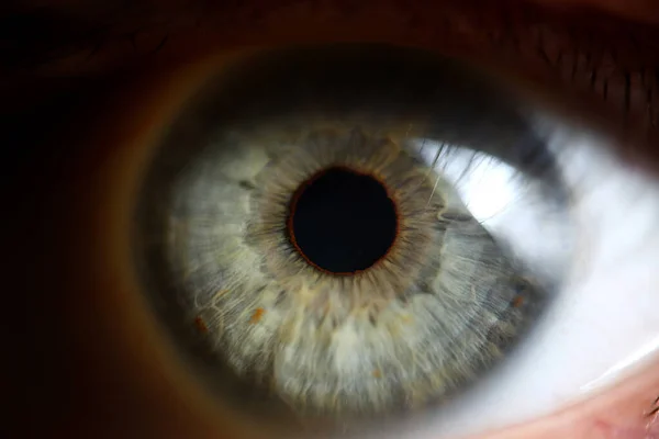 Grönt mänskligt öga extremt i svagt ljus teknik — Stockfoto
