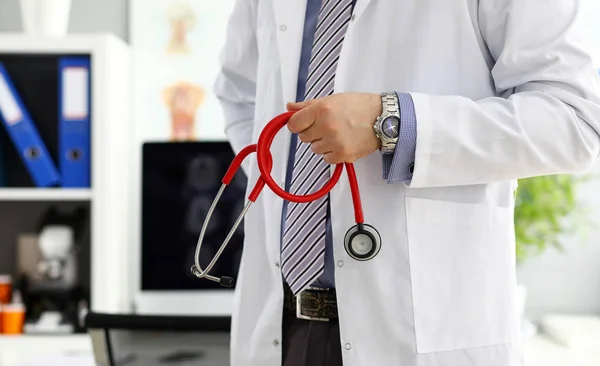 Male medicine doctor hand holding stethoscope closeup — Stock Photo, Image