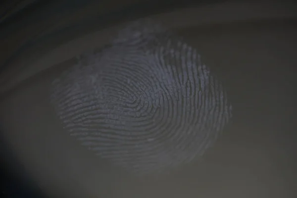 Fingerabdrücke auf klarem Glas als Beweismittel für Verbrechen in Nahaufnahme — Stockbild Fingerabdruck auf Klarglas als Tatnachweis — Stockfoto
