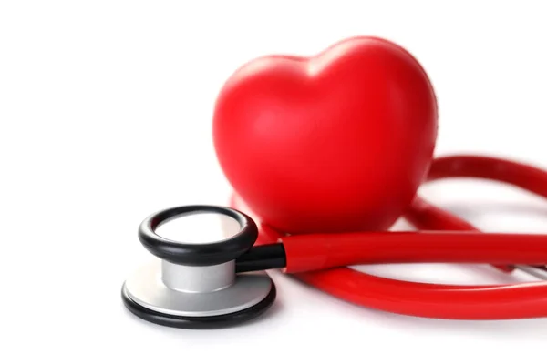 Compact and lightweight stethoscope and heart — 图库照片