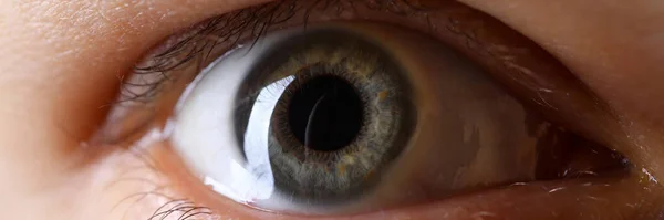 Mannelijk grijs groen gekleurd rechteroog bij weinig licht techniek — Stockfoto