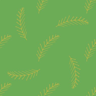 Kış harikalar diyarı. Sorunsuz vektör desen İskandinav tarzı. Şirin elle çizilmiş ağaçlar, çam kozalakları, dalları ve oyuncaklar.