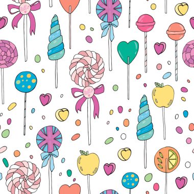 Tatlı elle çizilmiş lolipop 