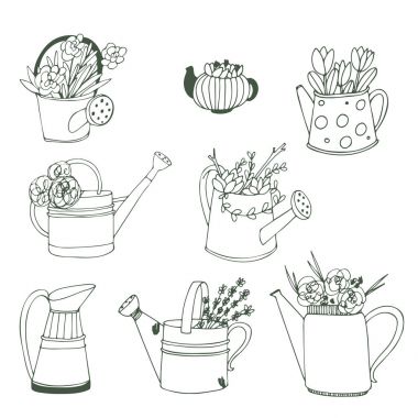 Şirin el vektör sulama olabilir yaz buket ile çekilmiş. Sorunsuz vektör desen